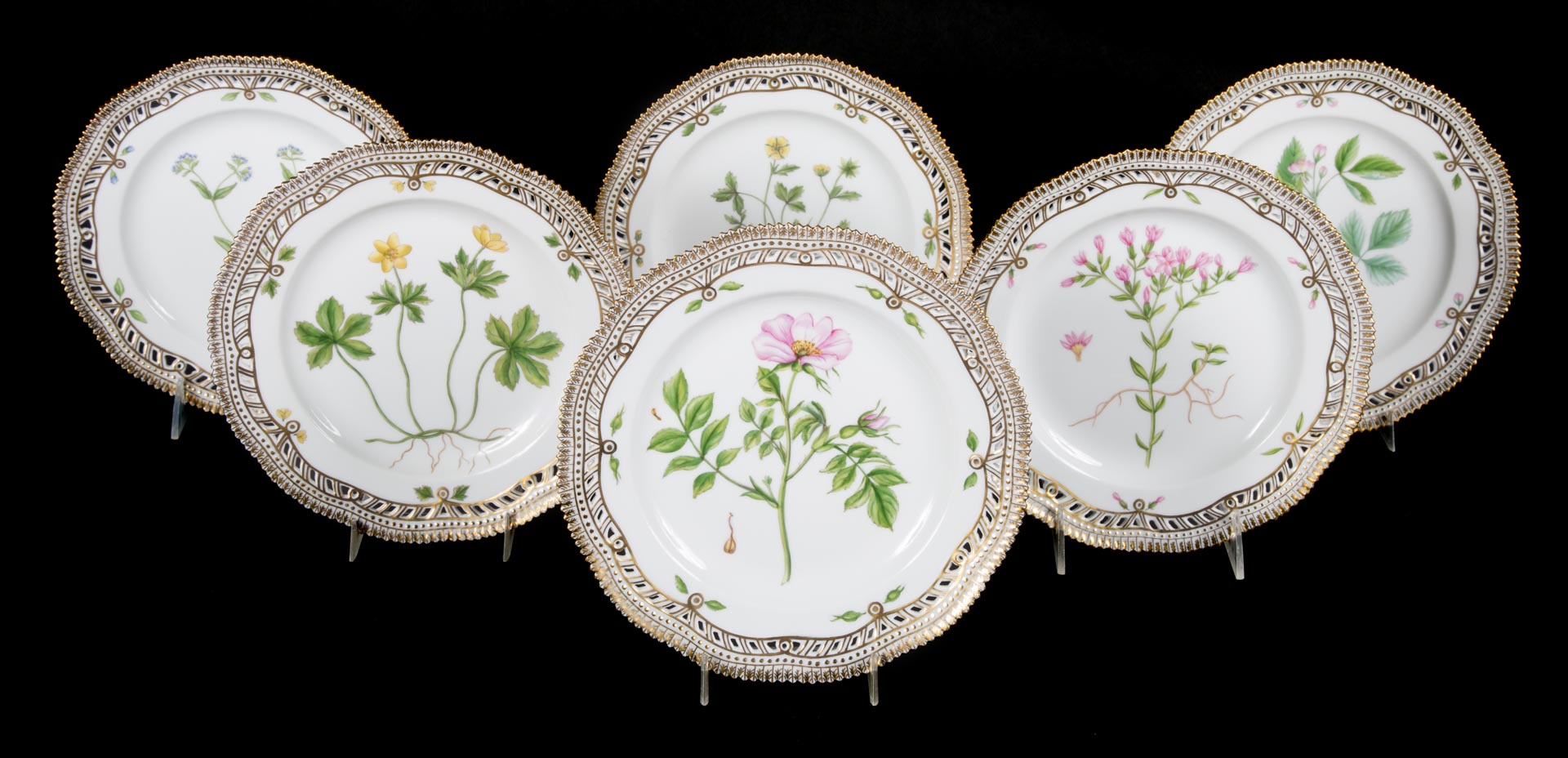 Appraisal: Royal Copenhagen Flora Danica luncheon plates pierced border with sawtooth