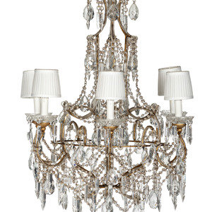 Appraisal: A Louis XVI Style Six-Light Crystal Chandelier th Century Height