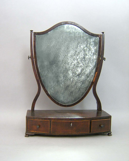 Appraisal: English mahogany shaving mirror late th c h w