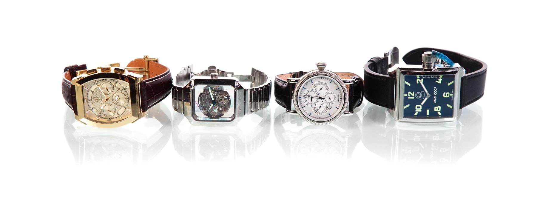 Appraisal: GROUP OF FOUR WRISTWATCHES ONE WITH PLASTIC CASE th century