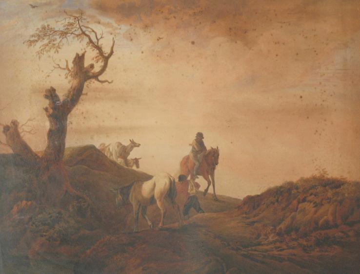 Appraisal: AFTER ALBERT CUYP Mounted herdsman on a mountain track watercolour