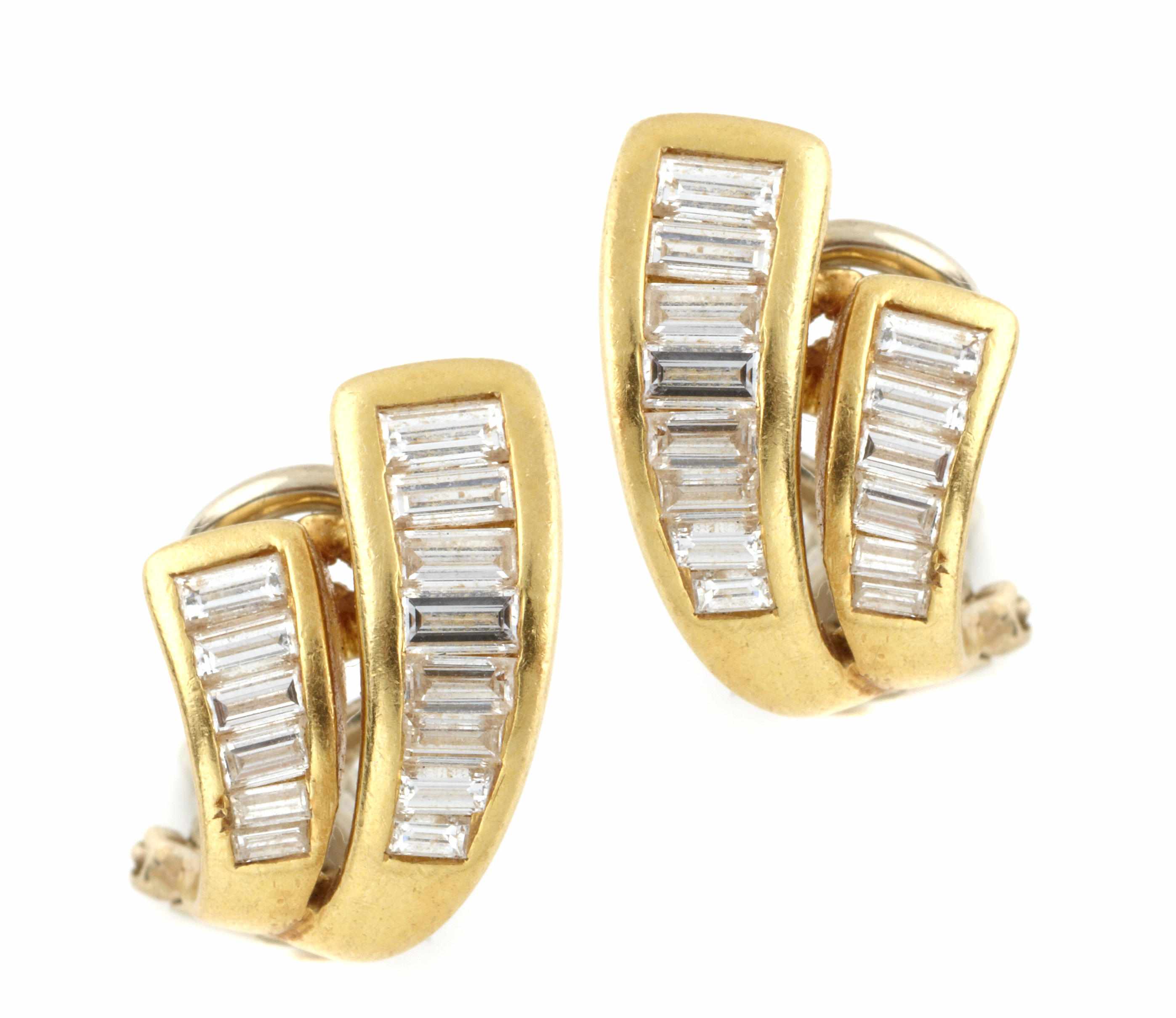 Appraisal: A pair of diamond and k yellow gold earrings