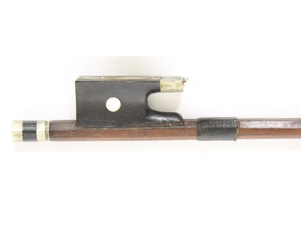 Appraisal: French nickel mounted violin bow stamped Darte the sick octagonal