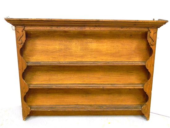 Appraisal: th century English hanging wall shelf with molded cornice three