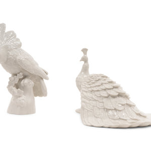 Appraisal: A Nymphenburg Porcelain Parrot and Peacock th Century the parrot