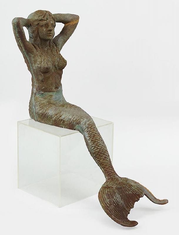 Appraisal: Cast Iron Mermaid in h from seated in d