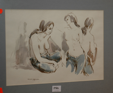 Appraisal: EDWARD HEFFERNAN NUDE STUDY WATERCOLOUR