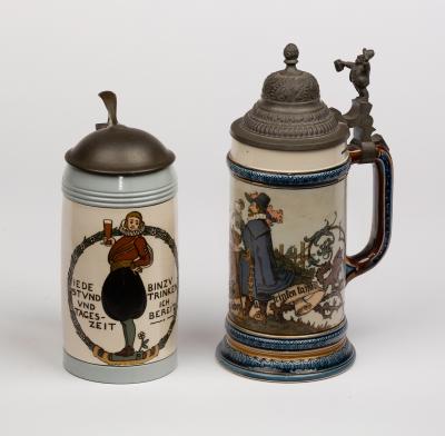 Appraisal: Mettlach A beer stein decorated a Dutch councilman and barmaid