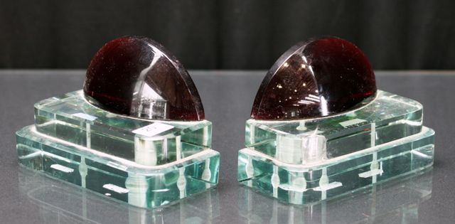 Appraisal: A pair of Art Deco glass bookends damage