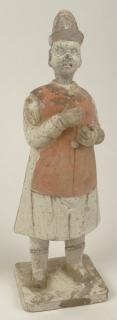 Appraisal: Chinese Ming Dynasty Pottery Attendant Figure Bottle with removable head