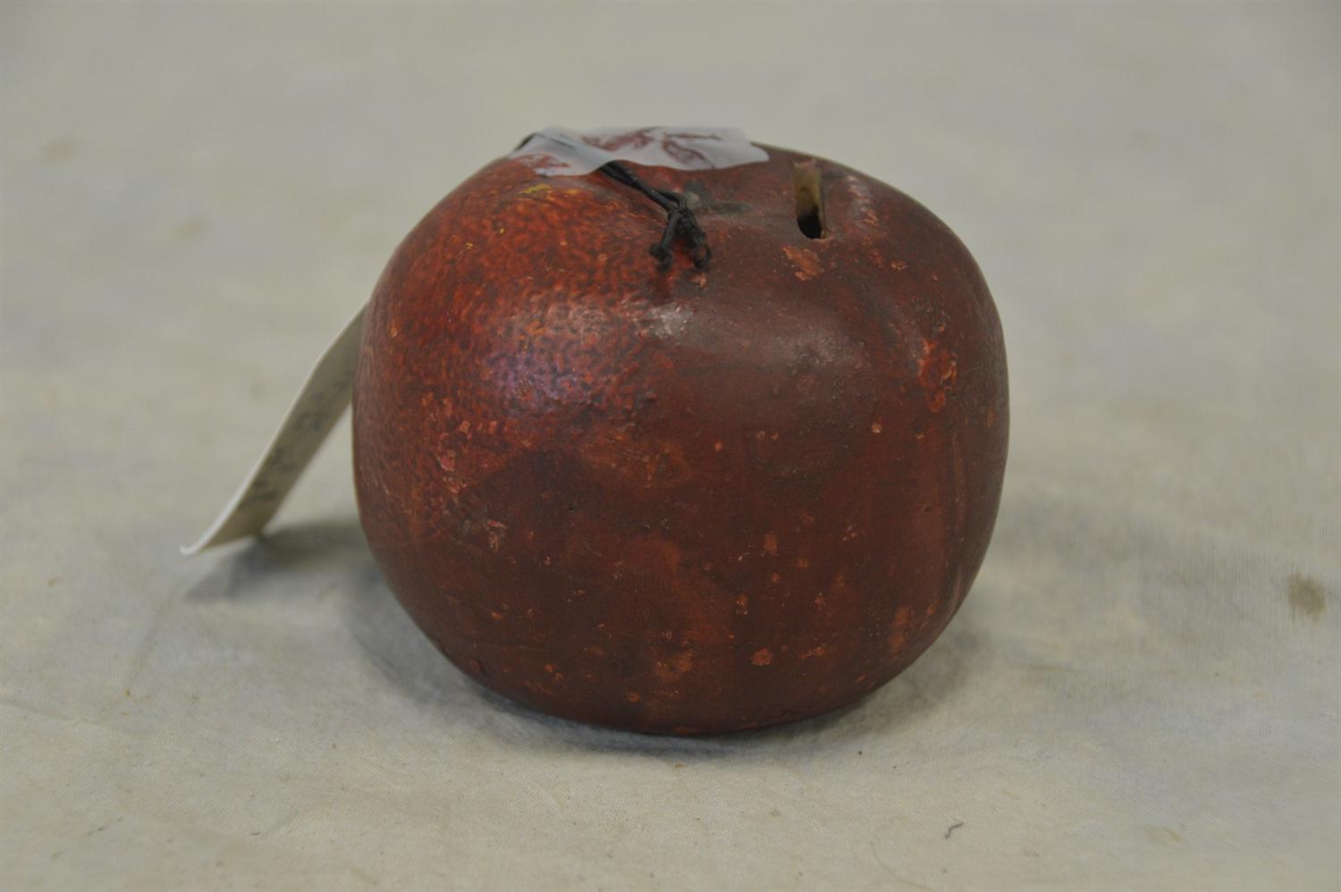 Appraisal: Redware fruit bank red apple original red painted surface th