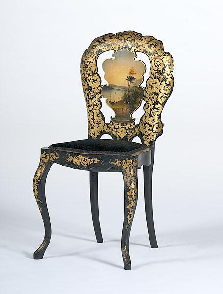 Appraisal: PAPIER M CH SIDE CHAIR English th century A papier