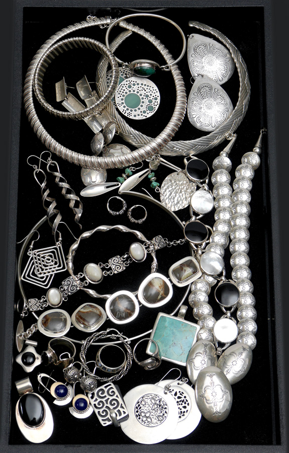 Appraisal: ESTATE LOT OF STERLING JEWELRY Some set with stones -