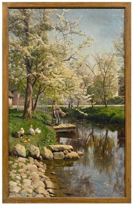 Appraisal: Peder Monsted painting Peder Mork Monsted Danish - woman with