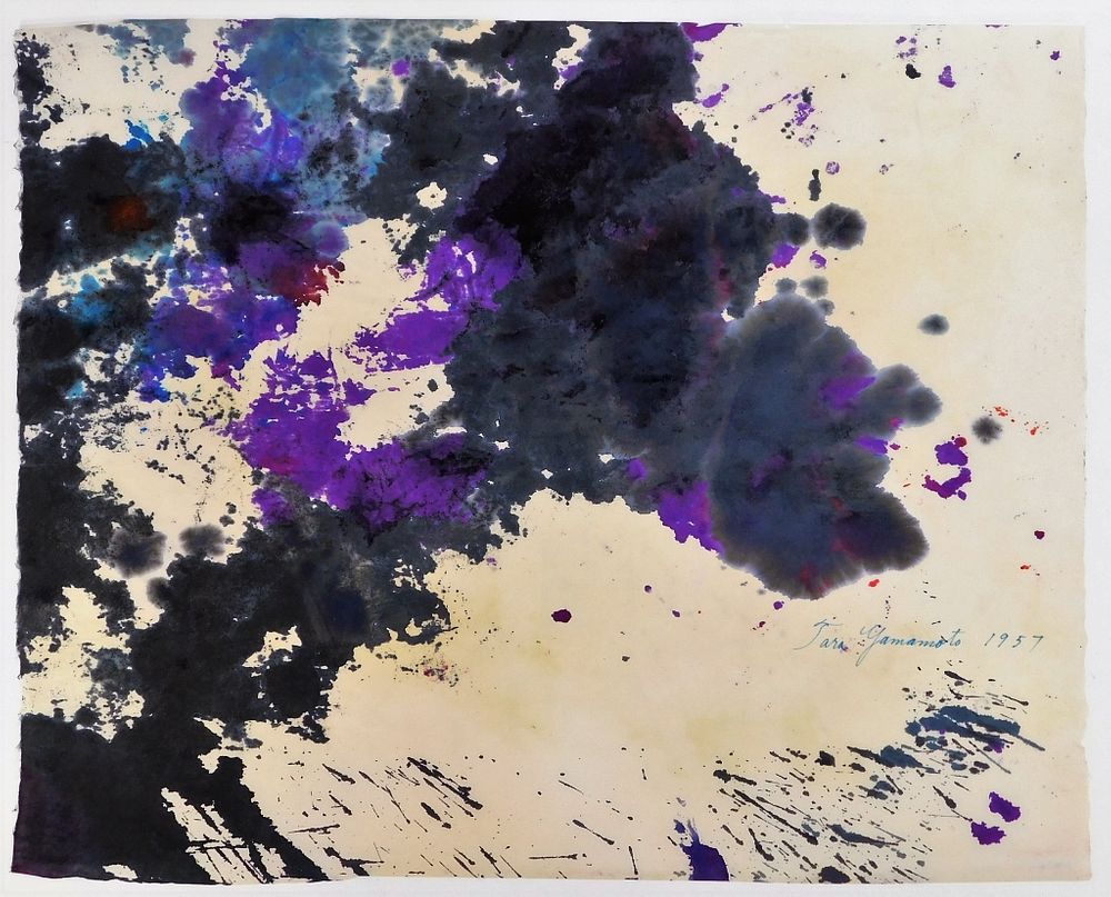 Appraisal: Taro Yamamoto Abstract Expressionist WC Painting California Connecticut New York