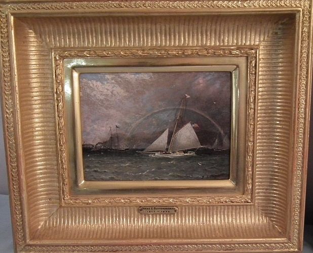 Appraisal: JE BUTTERSWORTH HUDSON RIVER PAINTING Fine antique oil painting on