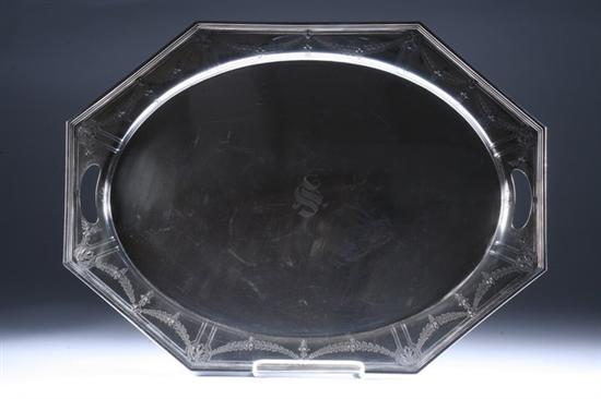 Appraisal: INTERNATIONAL STERLING SILVER SERVING TRAY Octagonal with repouss swag decoration