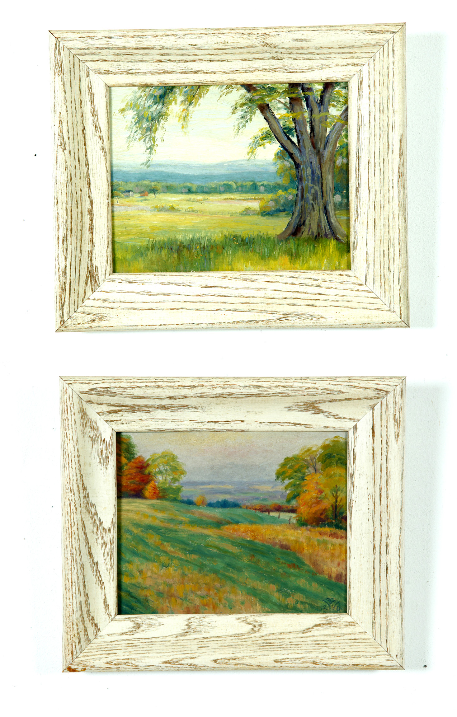 Appraisal: TWO LANDSCAPES BY JACOB ROYER OHIO BORN Oils on board