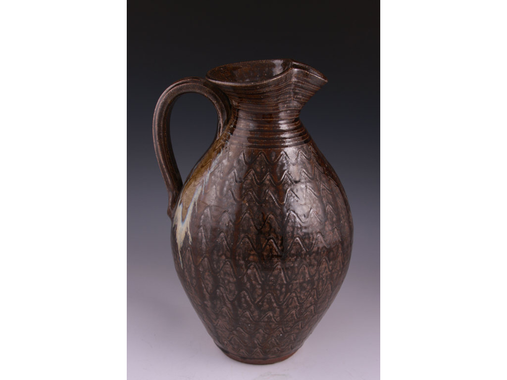 Appraisal: NC Pottery Kim Ellington Pitcher ash glazed pitcher created in