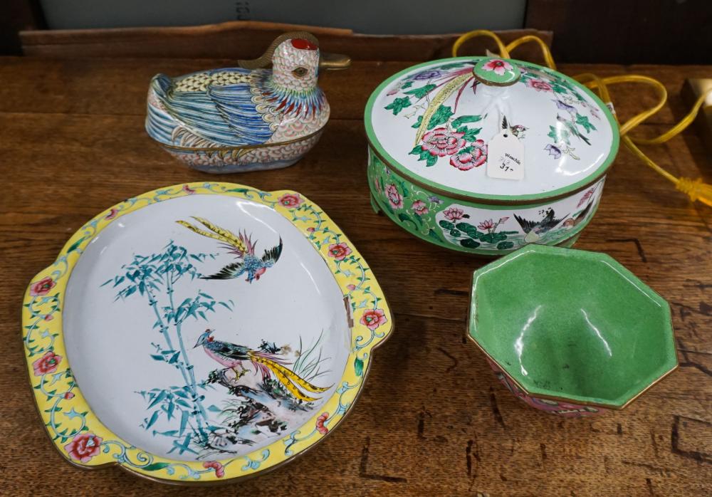 Appraisal: Group of Four Chinese Enamel Table Articles