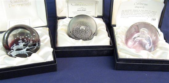 Appraisal: Three Caithness glass paperweights comprising 'Rhapsody' diameter 'Arctic Night' diameter