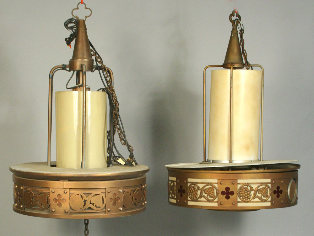 Appraisal: - Pair of Arts and Crafts Chandeliers Pair of Arts