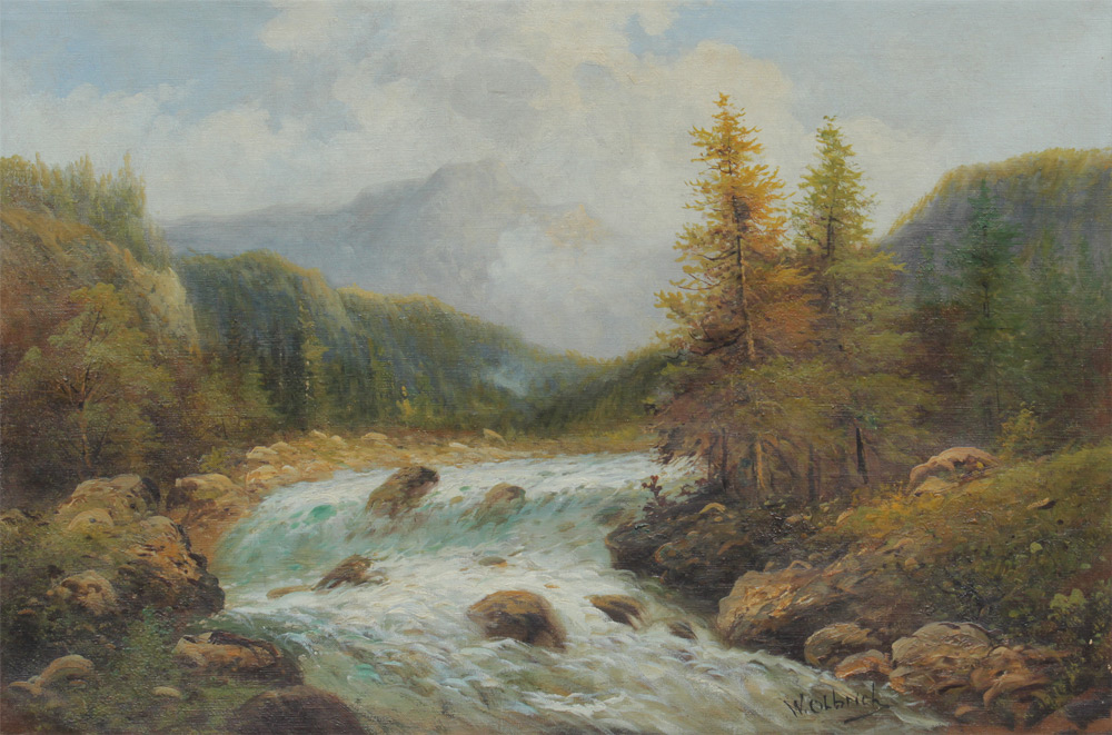 Appraisal: OLBRICH Wilhelm German th th C Summertime Alpine Stream Oil