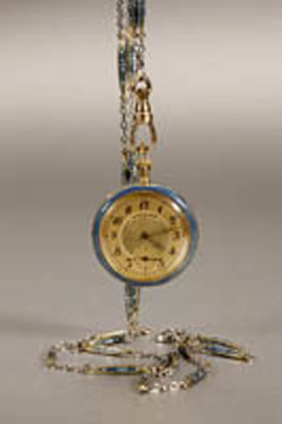 Appraisal: An enamel diamond pendant watch Tiffany Co An enamel diamond