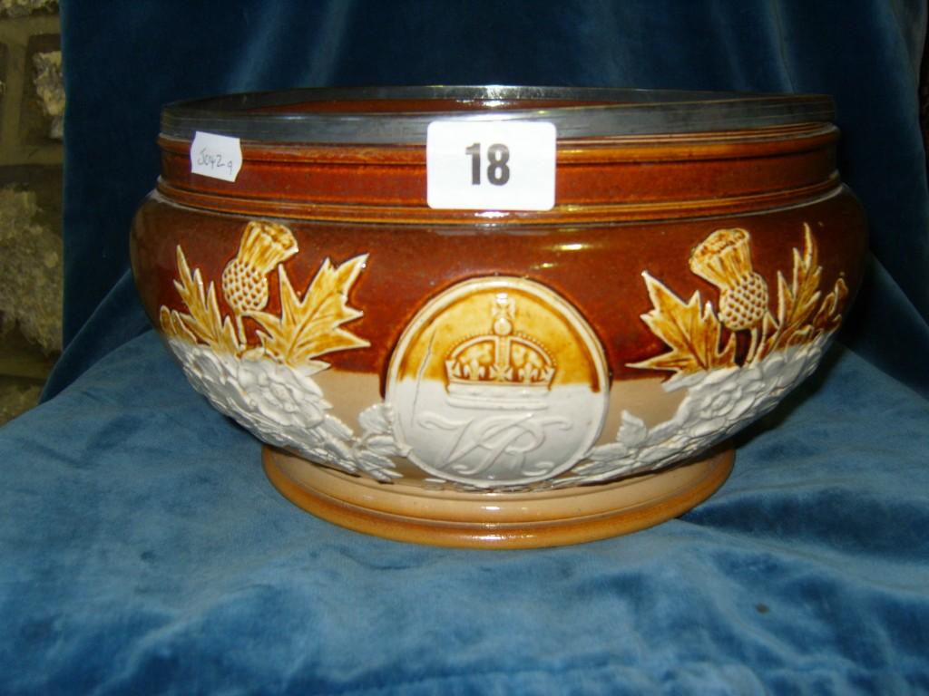 Appraisal: A Doulton Lambeth stoneware bowl commemorating the Jubilee with central