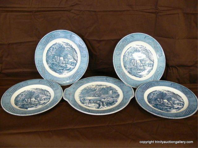 Appraisal: Currier Ives Plate Platter Set dinner plates with The Old