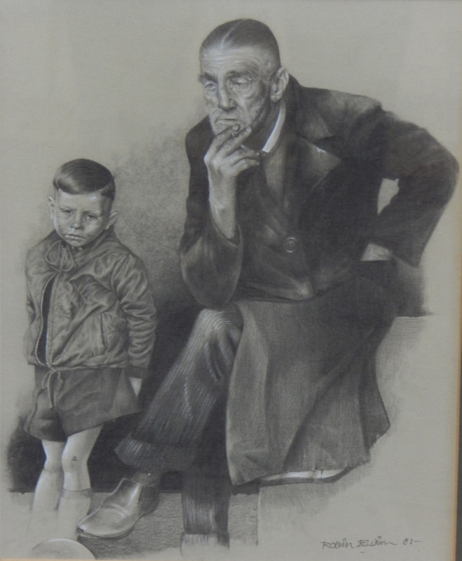 Appraisal: Robin J Elvin - The artist with his grandfather pencil