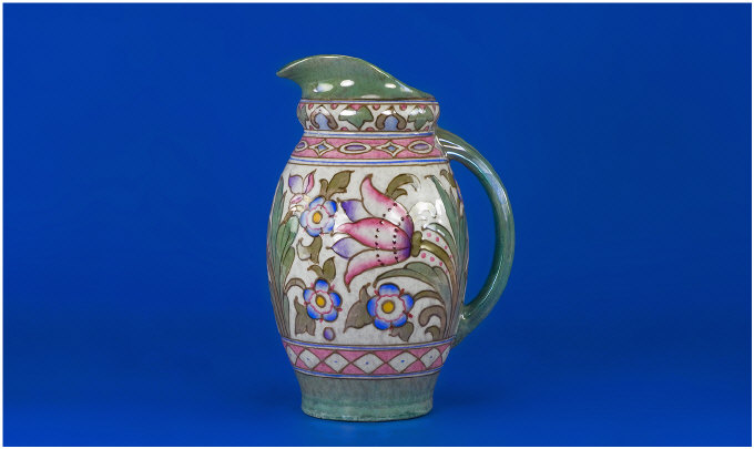 Appraisal: Bursley Ware Jug Decorated by Charlotte Rhead with stylised flowers