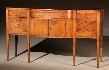 Appraisal: Federal Curly Maple D-Shaped Sideboard Probably Philadelphia - Brasses replaced