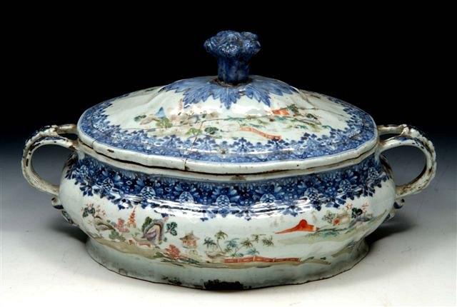 Appraisal: A CHINESE EXPORT TWO HANDLED TUREEN and cover th Century