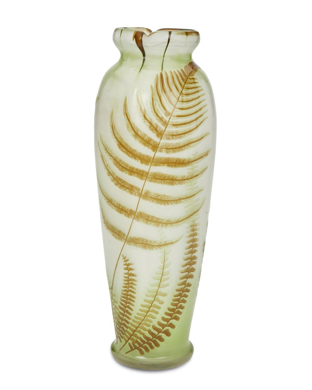 Appraisal: A large Gall -style cameo glass Fern vase th Century