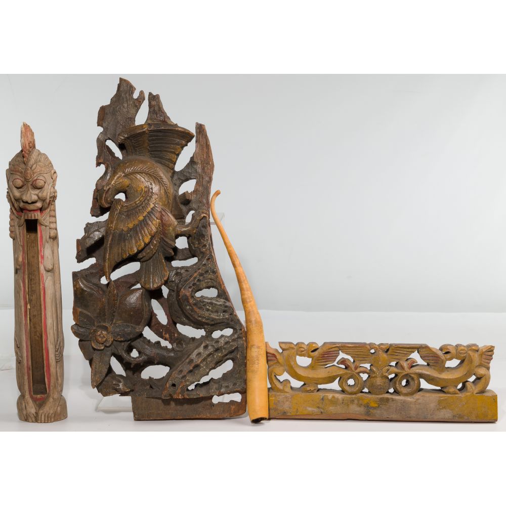 Appraisal: SOUTHEAST ASIAN AND OCEANIC OBJECT ASSORTMENT items including pierced wood