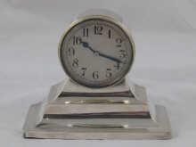 Appraisal: A silver day mantle clock with silvered dial hallmarked Birmingham