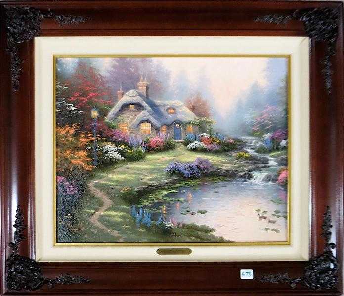 Appraisal: THOMAS KINKADE EMBELLISHED OFFSET LITHOGRAPH ON CANVAS United States -