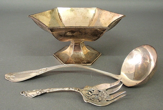 Appraisal: - Group of sterling silver tableware- centerpiece bowl h ladle