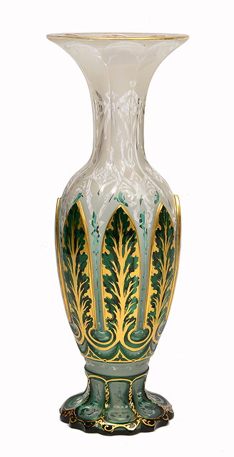 Appraisal: A LATE TH CENTURY BOHEMIAN GREEN AND CLEAR FROSTED GLASS