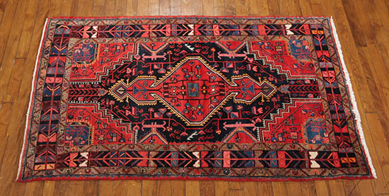 Appraisal: Hamadan Rug Contemporary Blue ground with rosette and trellising vine