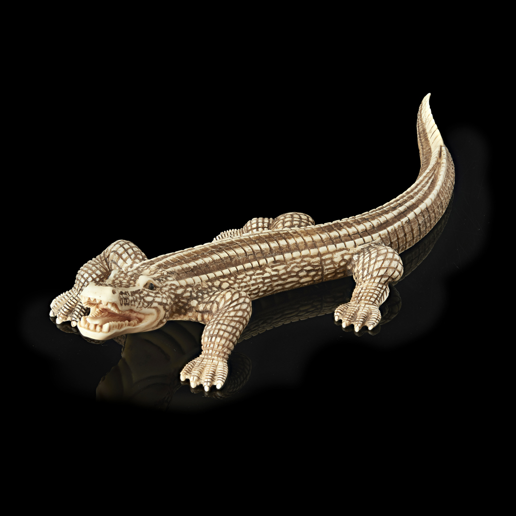 Appraisal: YIVORY MODEL OF AN ALLIGATOR SONG SHAN MARK EARLY TH