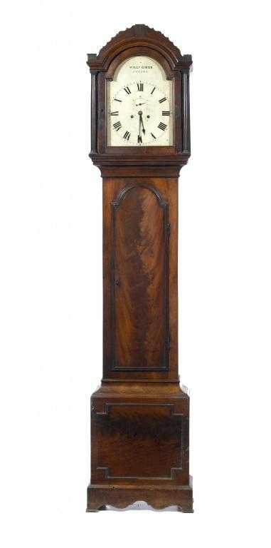 Appraisal: A GEORGE III MAHOGANY LONGCASE CLOCK the break arched and