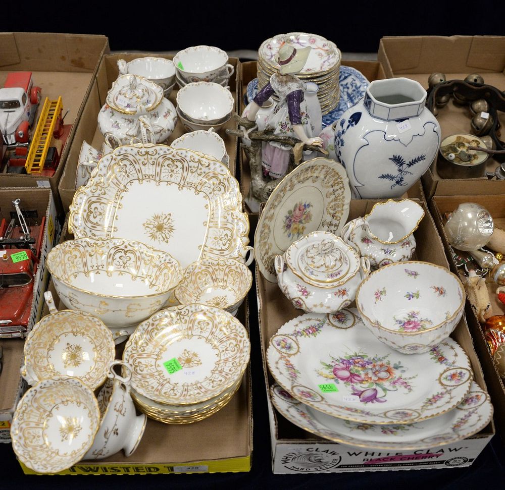 Appraisal: Four tray lots of porcelain to include dessert set vases