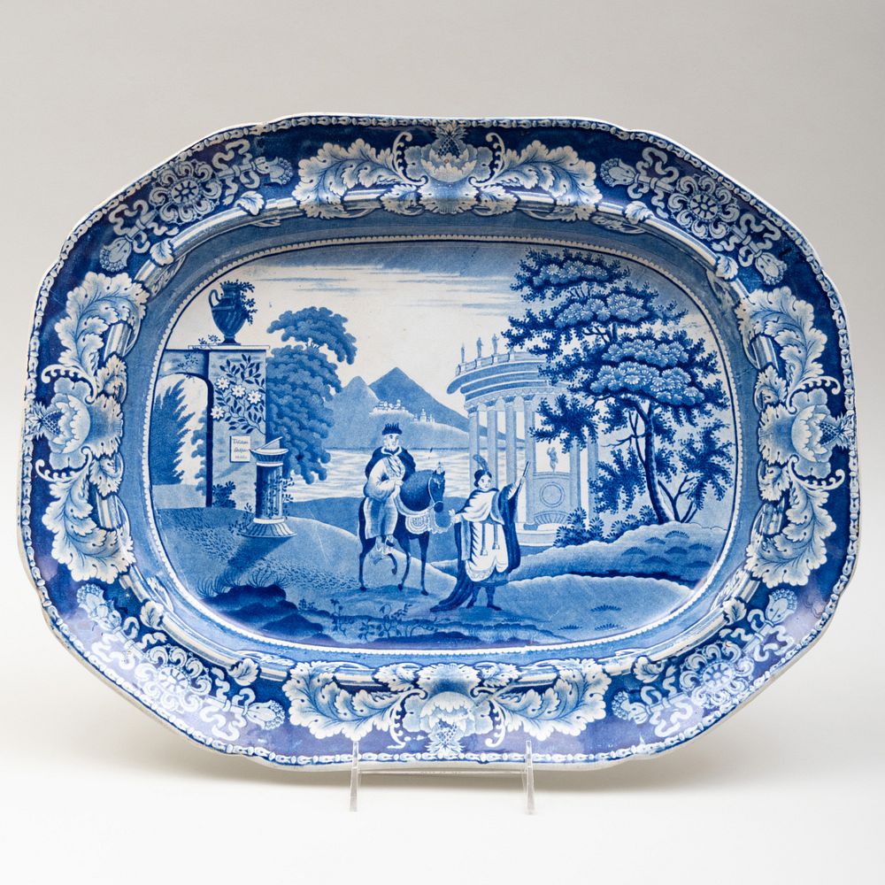 Appraisal: English Blue Transferware Meat Platter x in Condition Minor wear