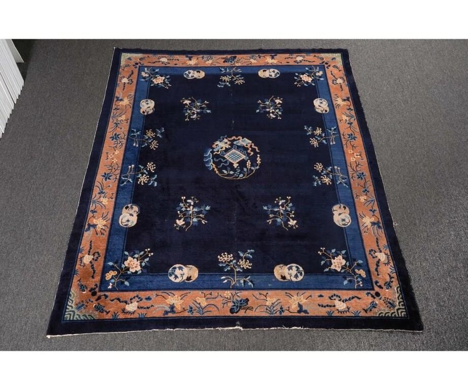 Appraisal: Room size antique Chinese Peking carpet with dark blue field