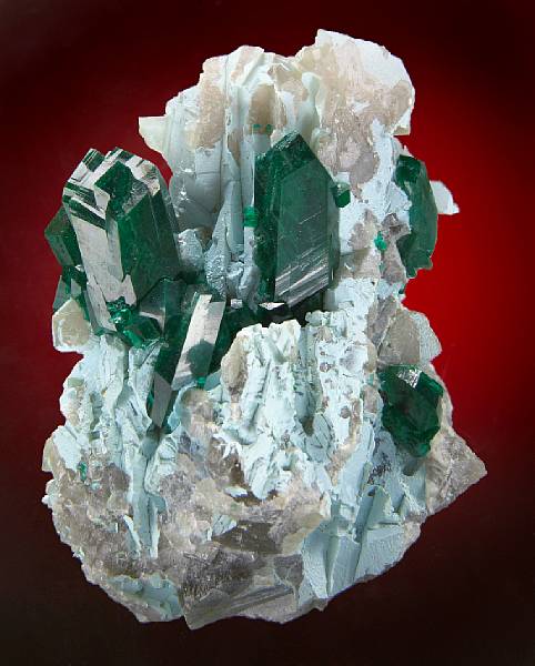 Appraisal: Dioptase on Quartz with Plancheite Kaokoveld Kaokoland Namibia An aesthetic