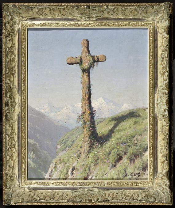 Appraisal: GOS ALBERT Geneva A cross on a path in mountains