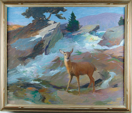 Appraisal: WILL ROWLAND DAVIS American - THE LONE DEER Oil on