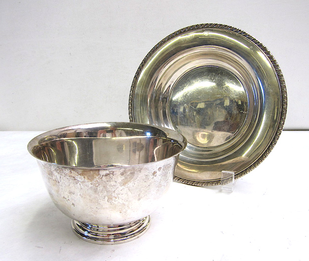 Appraisal: TWO STERLING SILVER HOLLOWWARE Watrous Mfg bowl with ringed foot